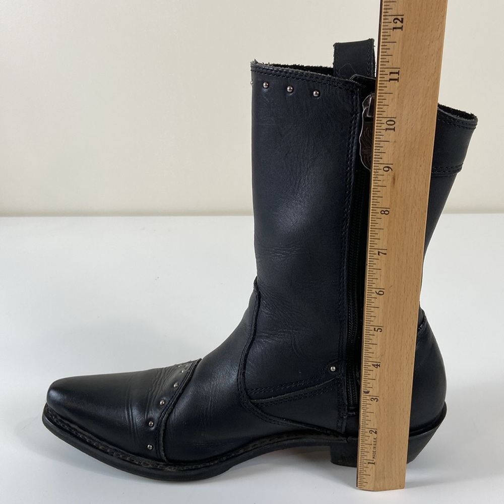 Harley Davidson Jessie black leather studded zip up boots Womens 9 - Picture 6 of 11